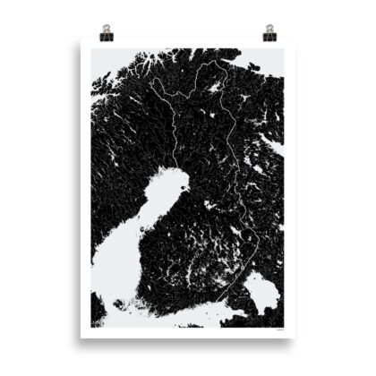 Suomen karttajuliste musta pysty fi